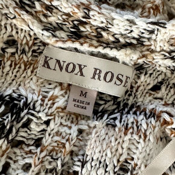 Knox Rose Long Cardigan Sweater Open Front Marled Beige M bv - Picture 7 of 8